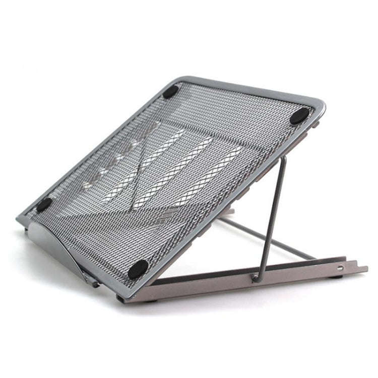 Portable Desktop Folding Cooling Metal Mesh Adjustable Ventilated Holder(Silver Gray)