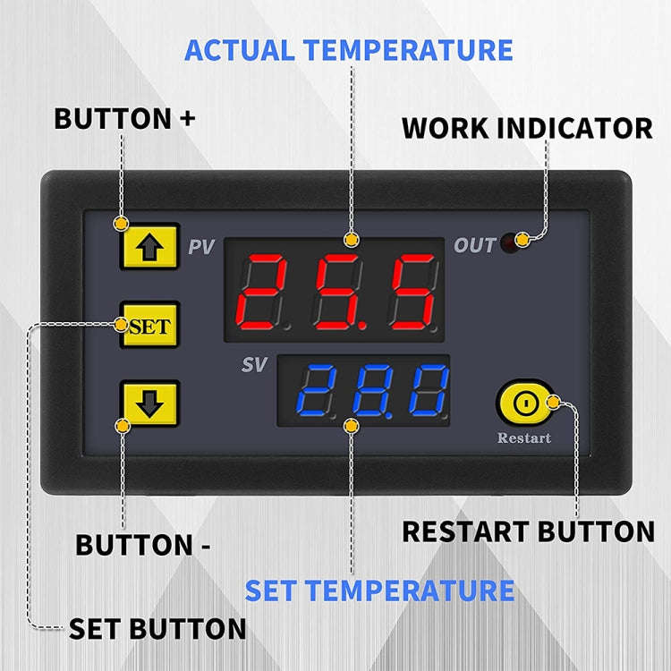 High-precision Microcomputer Intelligent Digital Display Switch Thermostat, Style:12V Power Suppl...