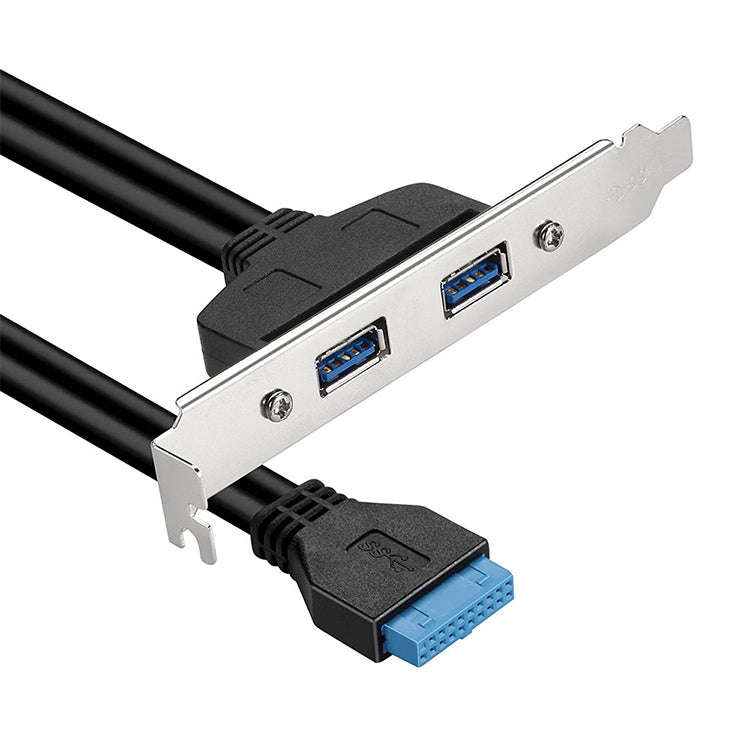 50CM USB3.0 Rear PCI Baffle Line Full Height Chassis DIY With Ear 20pin Transfer Cable(Black)