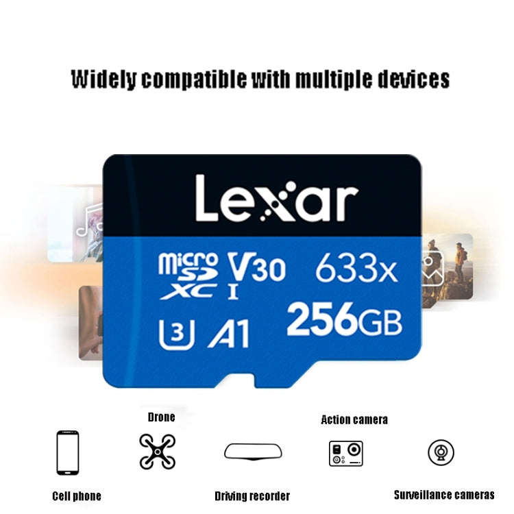 Lexar 633x 256GB High-speed Mobile Phone Camera Memory TF Card Switch Expansion Driving Recorder ...
