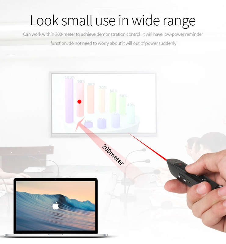 Rechargable RF 2.4G Wireless Presenter with Air Mouse PowerPoint Remote Control