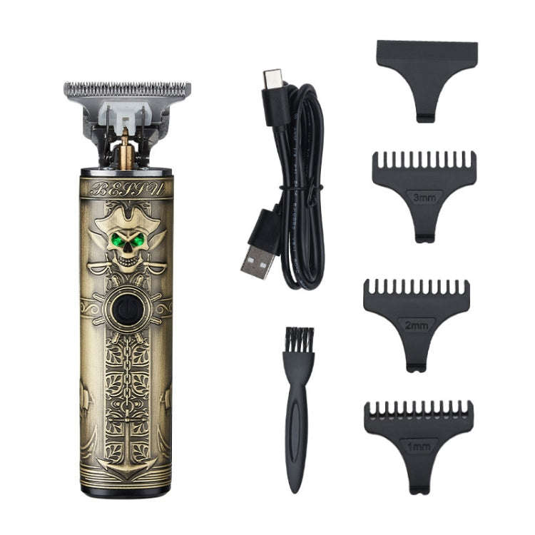 sh-1726 Vintage Pirate Skull Engraved USB Electric Clipper
