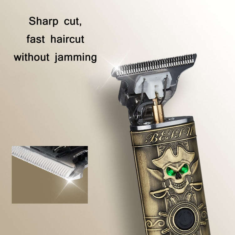 sh-1726 Vintage Pirate Skull Engraved USB Electric Clipper
