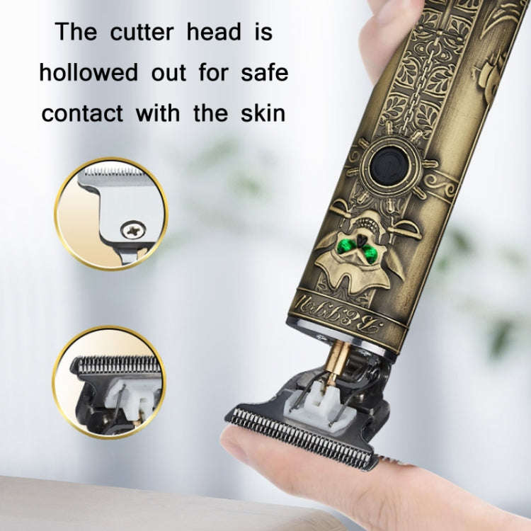 sh-1726 Vintage Pirate Skull Engraved USB Electric Clipper