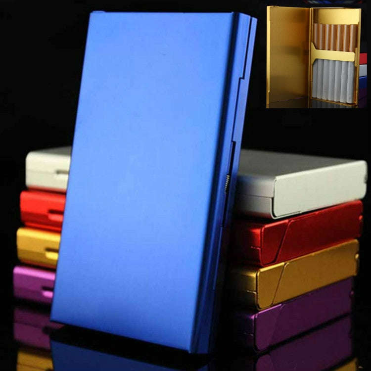 Ultra-thin Personality Creative Ladies Cigarette Case Metal Cigarette Case(Blue)