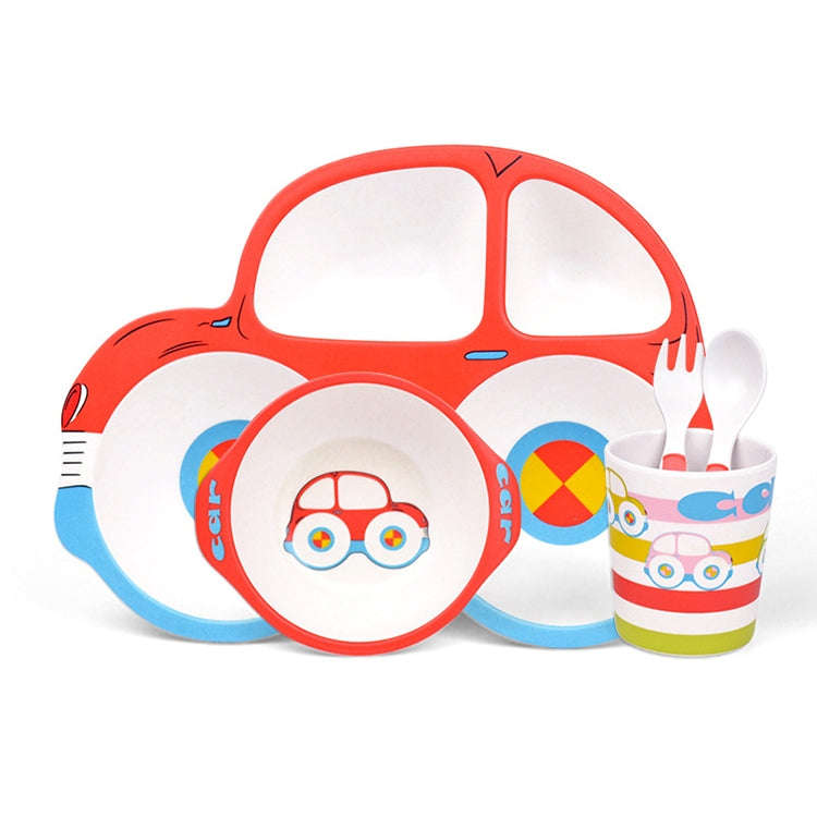 Bamboo Fiber Cartoon Dinner Plate For Children(Red)