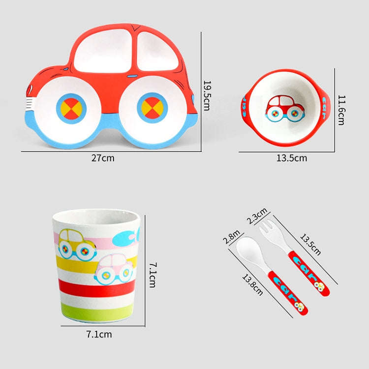 Bamboo Fiber Cartoon Dinner Plate For Children(Red)