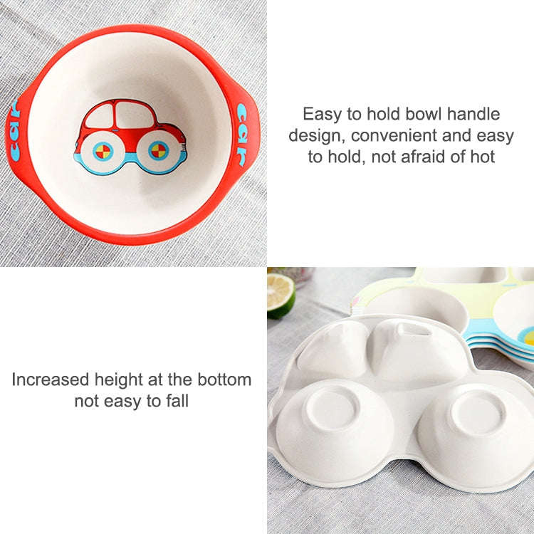Bamboo Fiber Cartoon Dinner Plate For Children(Red)