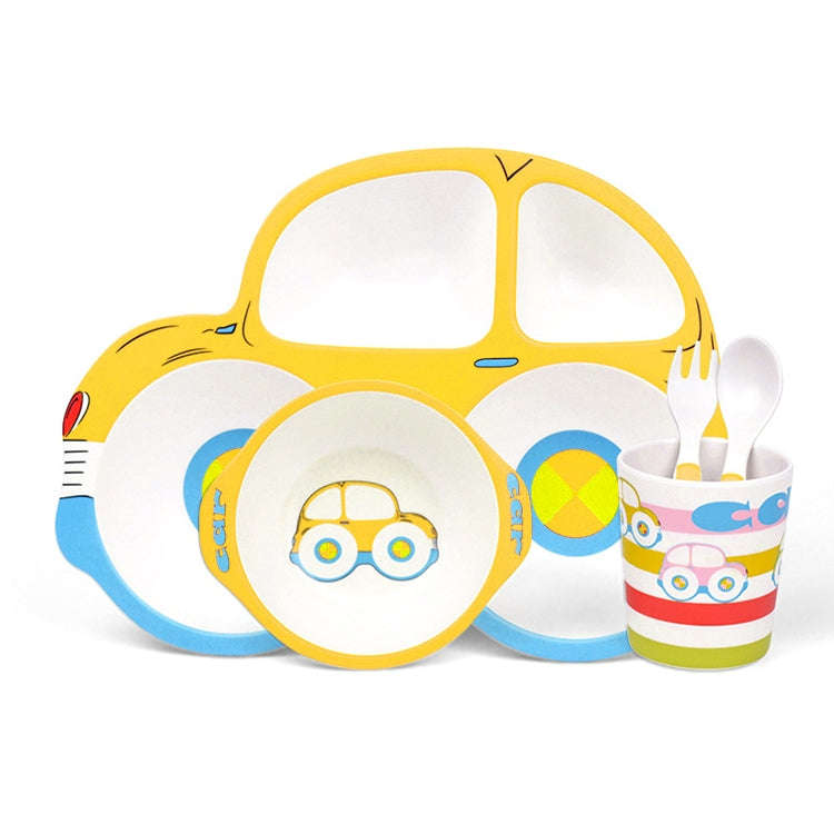 Bamboo Fiber Cartoon Dinner Plate For Children(Yellow)