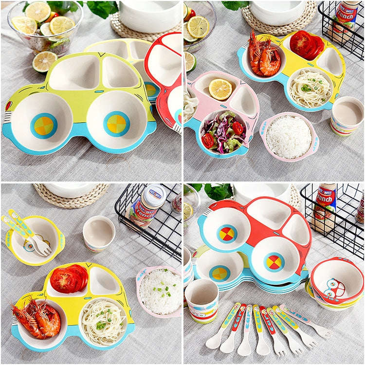 Bamboo Fiber Cartoon Dinner Plate For Children(Yellow)