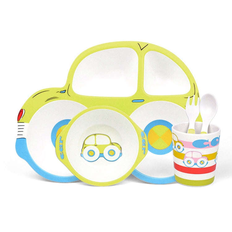 Bamboo Fiber Cartoon Dinner Plate For Children(Green)