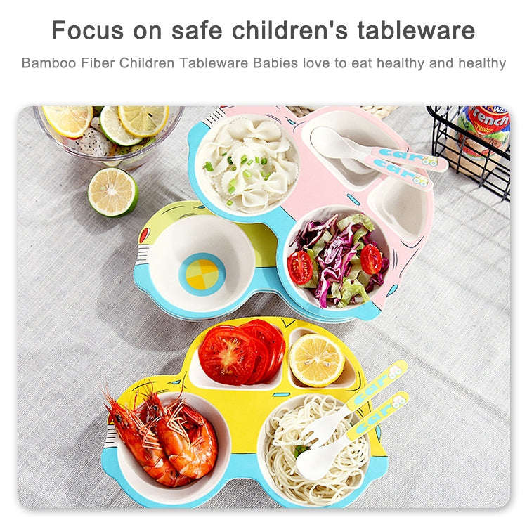 Bamboo Fiber Cartoon Dinner Plate For Children(Pink)