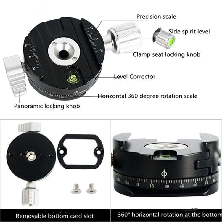 BEXIN QJ07 360 Degree Rotation Panoramic Clip Holder Pan/tilt Tripod Quick Release Plate