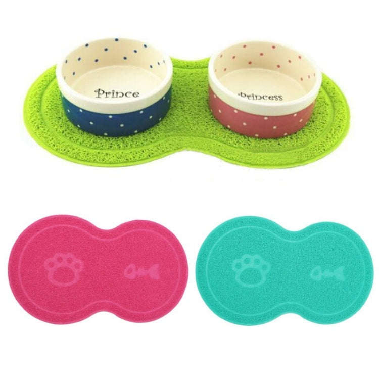 Lovely PVC Cat Litter Mat Eight-shaped  Anti-skid Placemat Pet Supplies(Yellow Green)