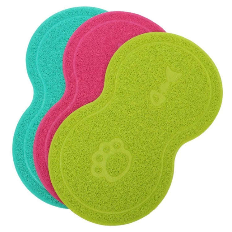 Lovely PVC Cat Litter Mat Eight-shaped  Anti-skid Placemat Pet Supplies(Yellow Green)