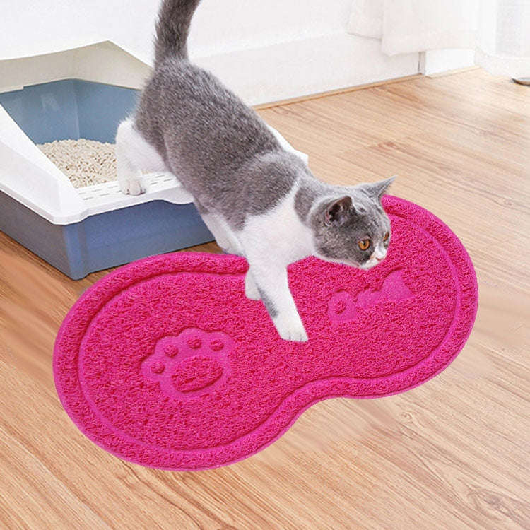Lovely PVC Cat Litter Mat Eight-shaped  Anti-skid Placemat Pet Supplies(Rose Red)