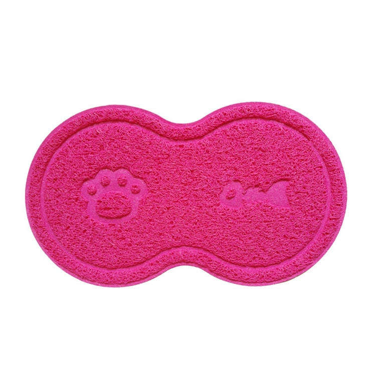 Lovely PVC Cat Litter Mat Eight-shaped  Anti-skid Placemat Pet Supplies(Rose Red)