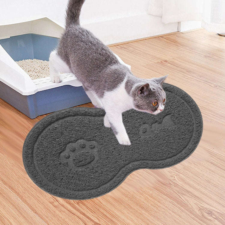 Lovely PVC Cat Litter Mat Eight-shaped  Anti-skid Placemat Pet Supplies(Gray)