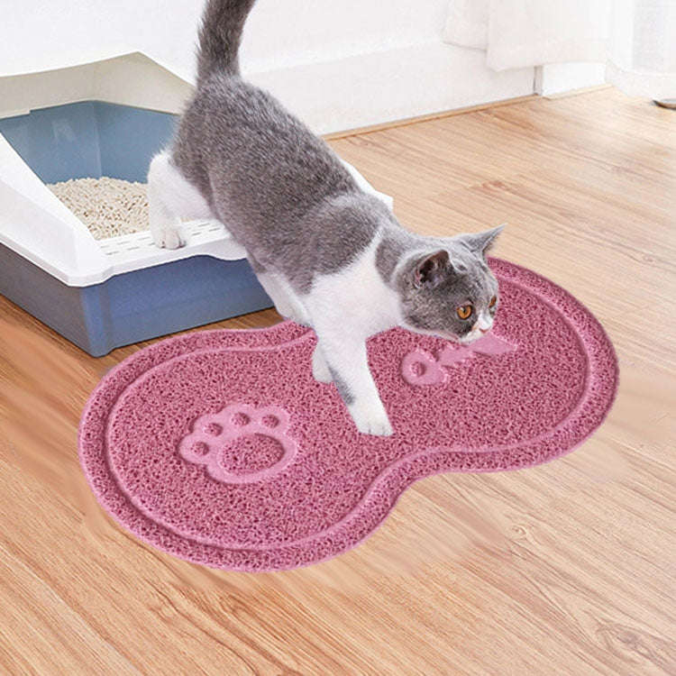 Lovely PVC Cat Litter Mat Eight-shaped  Anti-skid Placemat Pet Supplies(Pink)