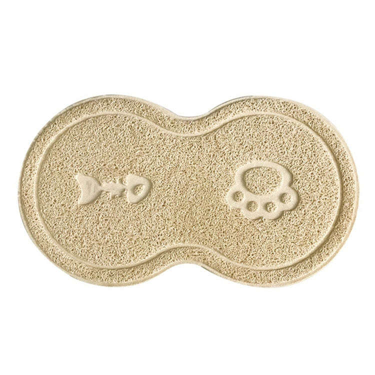 Lovely PVC Cat Litter Mat Eight-shaped  Anti-skid Placemat Pet Supplies(Beige)