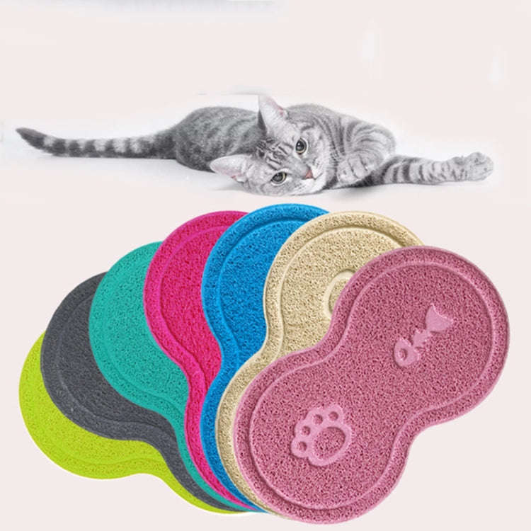 Lovely PVC Cat Litter Mat Eight-shaped  Anti-skid Placemat Pet Supplies(Beige)