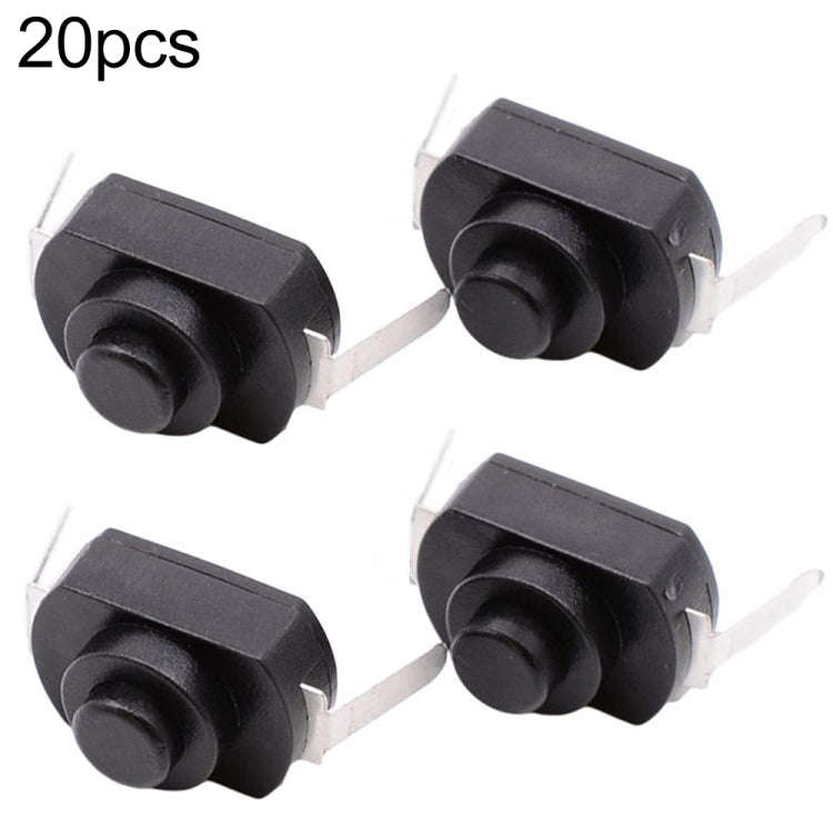 20 PCS YT-1208-YD LED Flashlight Button Switch, Style:Bent Feet(Black)