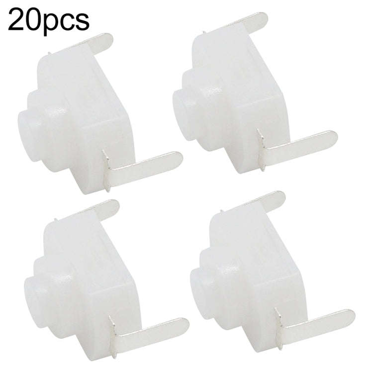 20 PCS YT-1208-YD LED Flashlight Button Switch, Style:Bent Feet(White)