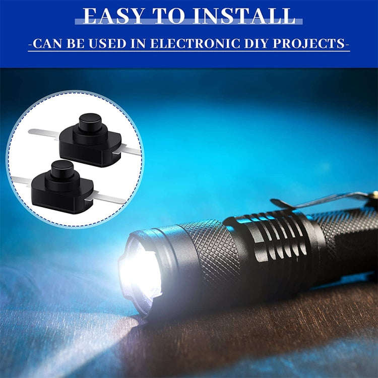 20 PCS YT-1208-YD LED Flashlight Button Switch, Style:Straight Feet(Black)