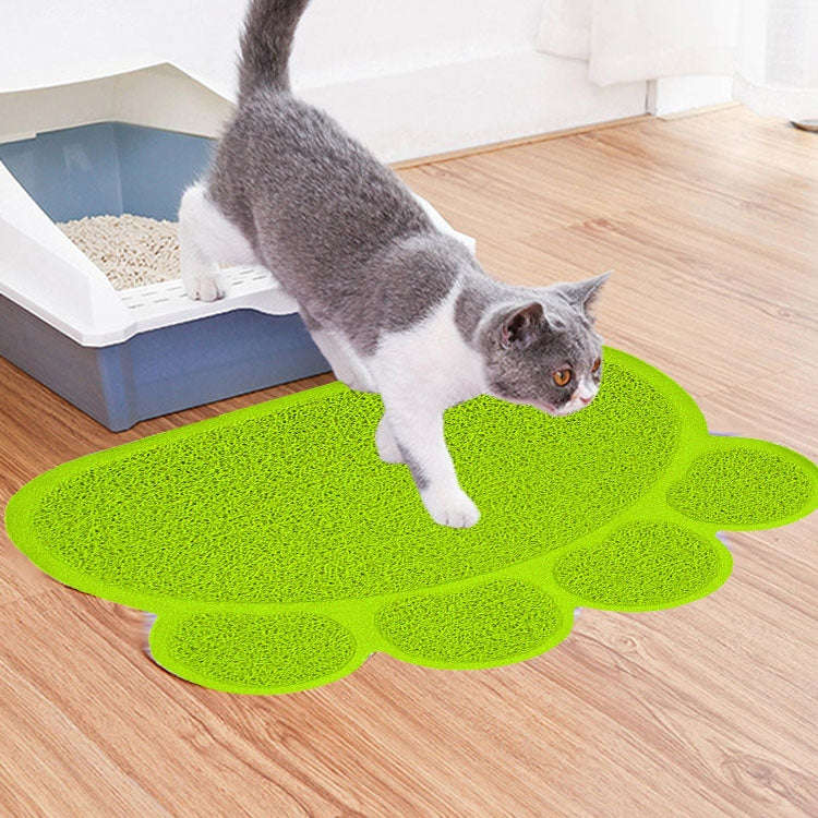 PVC Claw Shaped Cat Litter Mat Pet Placemat Anti-skid Floor Mat Pet Supplies(Yellow Green)