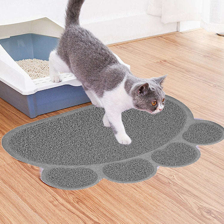 PVC Claw Shaped Cat Litter Mat Pet Placemat Anti-skid Floor Mat Pet Supplies(Gray)