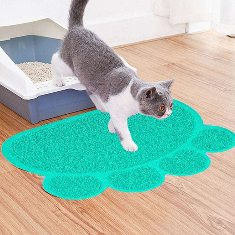 PVC Claw Shaped Cat Litter Mat Pet Placemat Anti-skid Floor Mat Pet Supplies(Lake Blue)