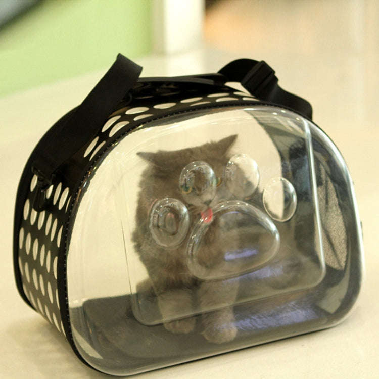 Outdoor Foldable Transparent Puppy Travel Breathable Carrying Bags Shoulder Bags, Size:S (Black)