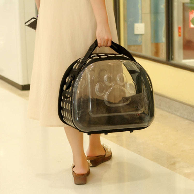 Outdoor Foldable Transparent Puppy Travel Breathable Carrying Bags Shoulder Bags, Size:S (Black)