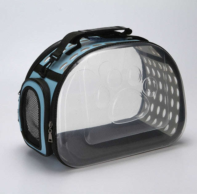 Outdoor Foldable Transparent Puppy Travel Breathable Carrying Bags Shoulder Bags, Size:S (Blue)