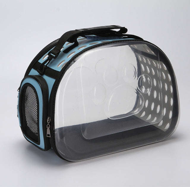 Outdoor Foldable Transparent Puppy Travel Breathable Carrying Bags Shoulder Bags, Size:L (Blue)