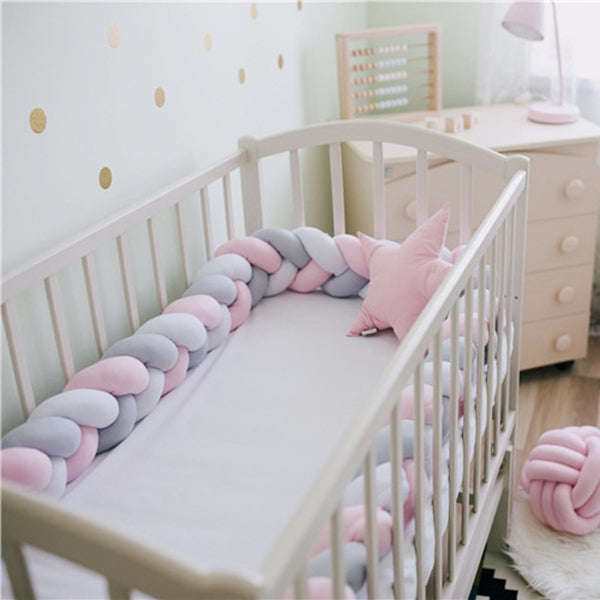 2M  Pure Color Weaving Knot for Infant Room Decor Crib Protector Newborn Baby Bed Bumper Bedding ...