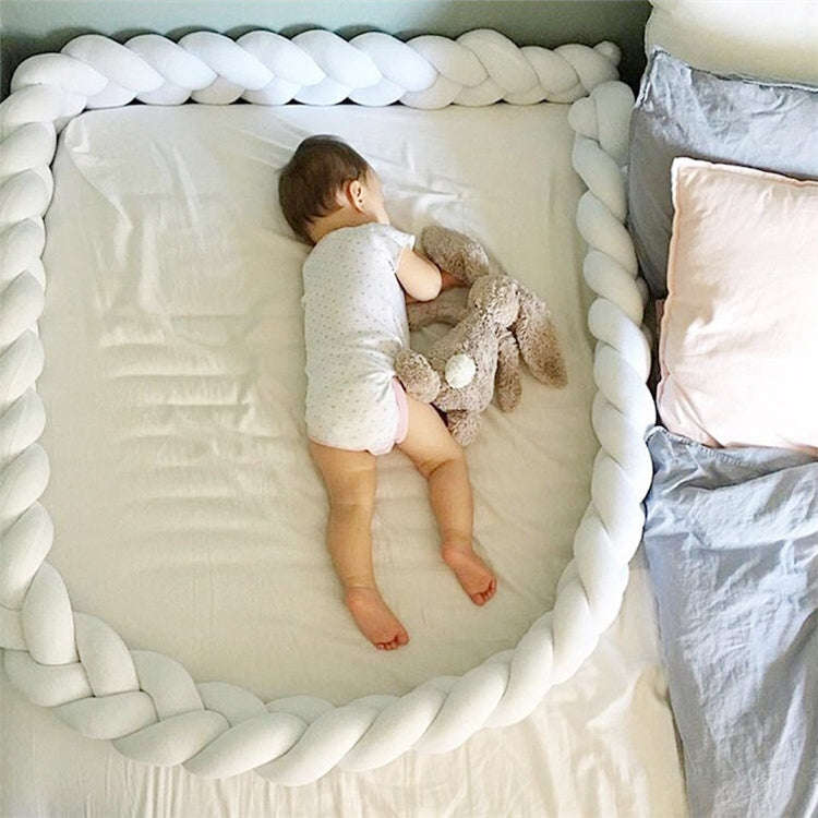 2M  Pure Color Weaving Knot for Infant Room Decor Crib Protector Newborn Baby Bed Bumper Bedding ...
