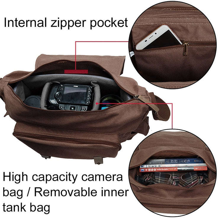 CADeN F1 Canvas Outdoor Leisure One Shoulder Digital Camera Bag( Coffee)