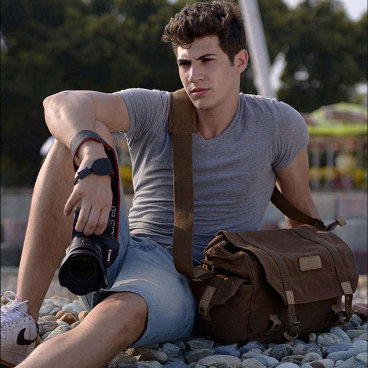 CADeN F1 Canvas Outdoor Leisure One Shoulder Digital Camera Bag( Coffee)
