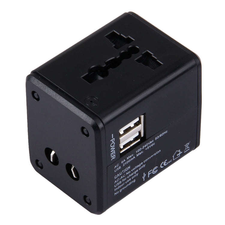 World-Wide Universal Travel Concealable Plugs Adapter with & Built-in Dual USB Ports Charger for ...