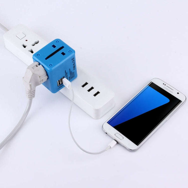 World-Wide Universal Travel Concealable Plugs Adapter with & Built-in Dual USB Ports Charger for ...