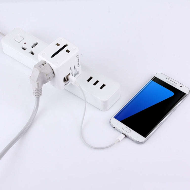 World-Wide Universal Travel Concealable Plugs Adapter with & Built-in Dual USB Ports Charger for ...