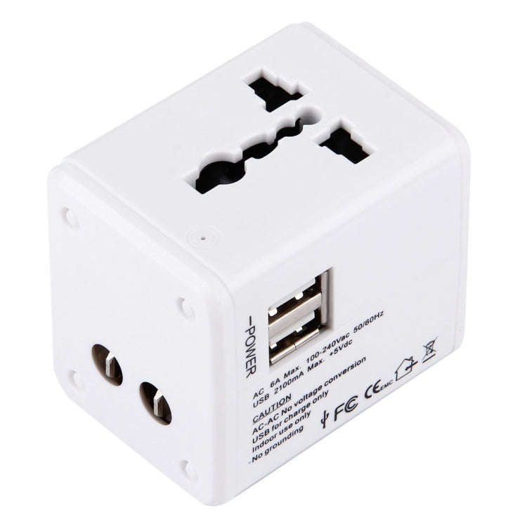 World-Wide Universal Travel Concealable Plugs Adapter with & Built-in Dual USB Ports Charger for ...