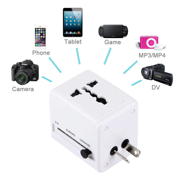 World-Wide Universal Travel Concealable Plugs Adapter with & Built-in Dual USB Ports Charger for ...