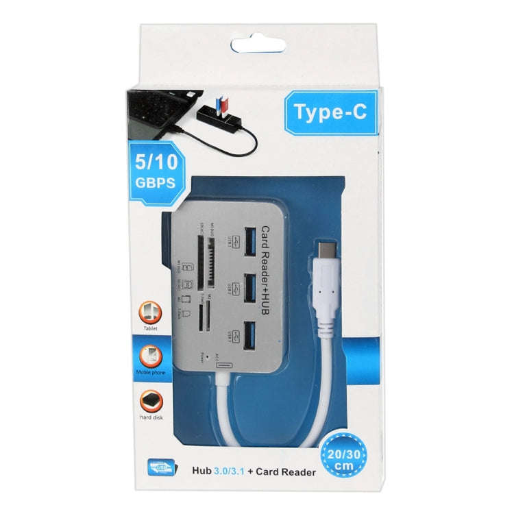 USB 3.1 Type-C COMBO 3 Ports HUB + MS DUO / SD(HC) / M2 / T-Flash Card Reader with LED Indication...