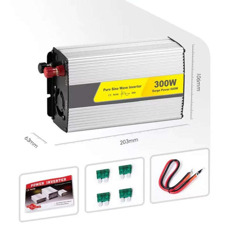SUVPR DY-LG300S 300W DC 24V to AC 220V 50Hz Pure Sine Wave Car Power Inverter with Universal Powe...