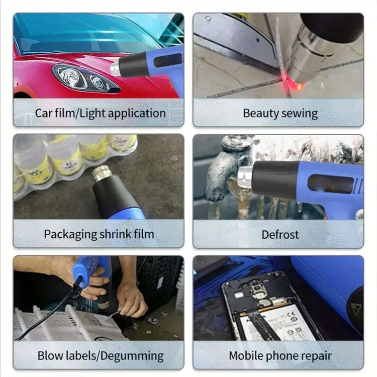 DINGGUAGUA 1800W Industrial Heavy Duty Professional Adjustable Temperature Heat Air Gun Tool (EU ...