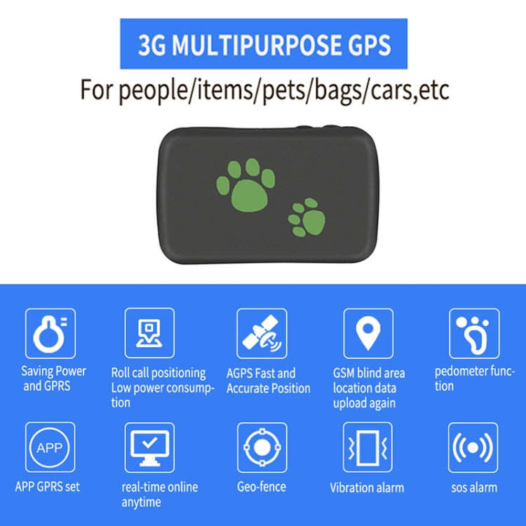 TK203 3G GPS / GPRS / GSM Personal / Goods /  Pet / Bag Locator Pet Collar Real-time Tracking Device