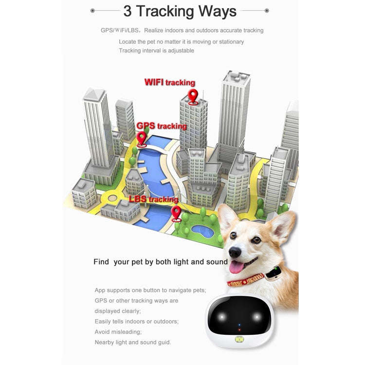 RF-V43 A Style IP67 Waterproof GPS + LBS + WiFi Pet Locator Pet Collar Tracking Device For Asia/E...
