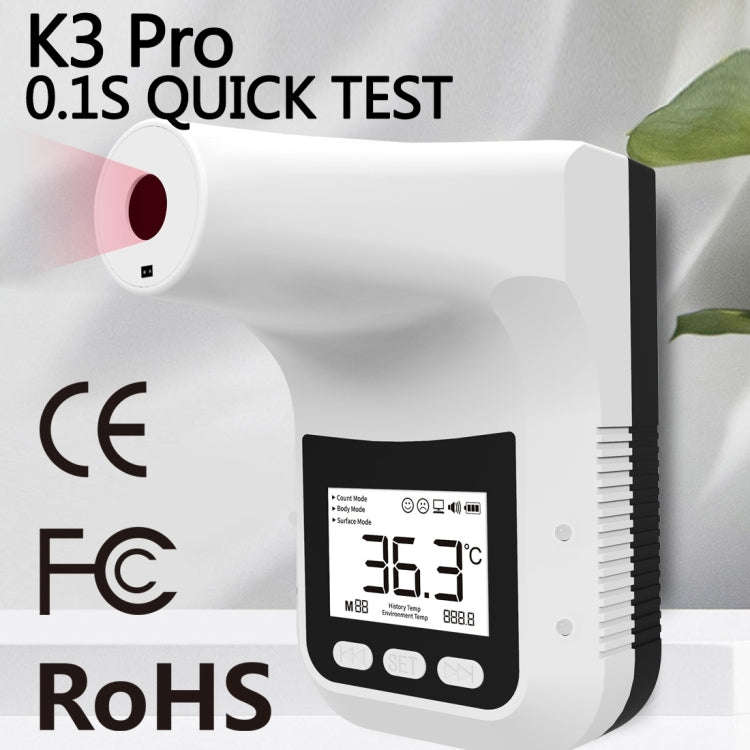 K3 Pro Handsfree Non-contact Forehead Body Light-sensitive Distance Sensor Infrared Thermometer, ...